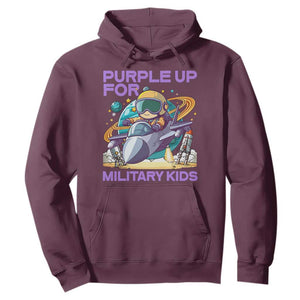 Purple Up For Military Kids Hoodie Military Child Month Astronaut Fights TS11 Maroon Print Your Wear