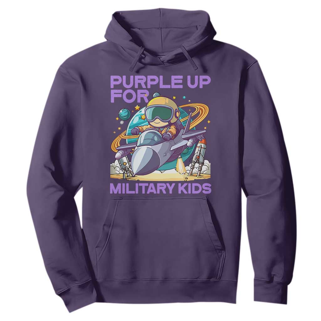 Purple Up For Military Kids Hoodie Military Child Month Astronaut Fights TS11 Purple Print Your Wear