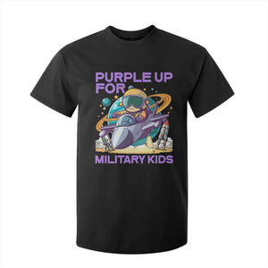 Purple Up For Military Kids T Shirt For Kid Military Child Month Astronaut Fights TS11 Black Print Your Wear