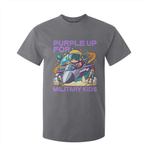 Purple Up For Military Kids T Shirt For Kid Military Child Month Astronaut Fights TS11 Charcoal Print Your Wear