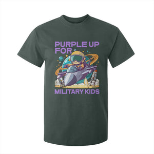 Purple Up For Military Kids T Shirt For Kid Military Child Month Astronaut Fights TS11 Dark Forest Green Print Your Wear