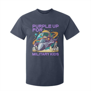 Purple Up For Military Kids T Shirt For Kid Military Child Month Astronaut Fights TS11 Navy Print Your Wear