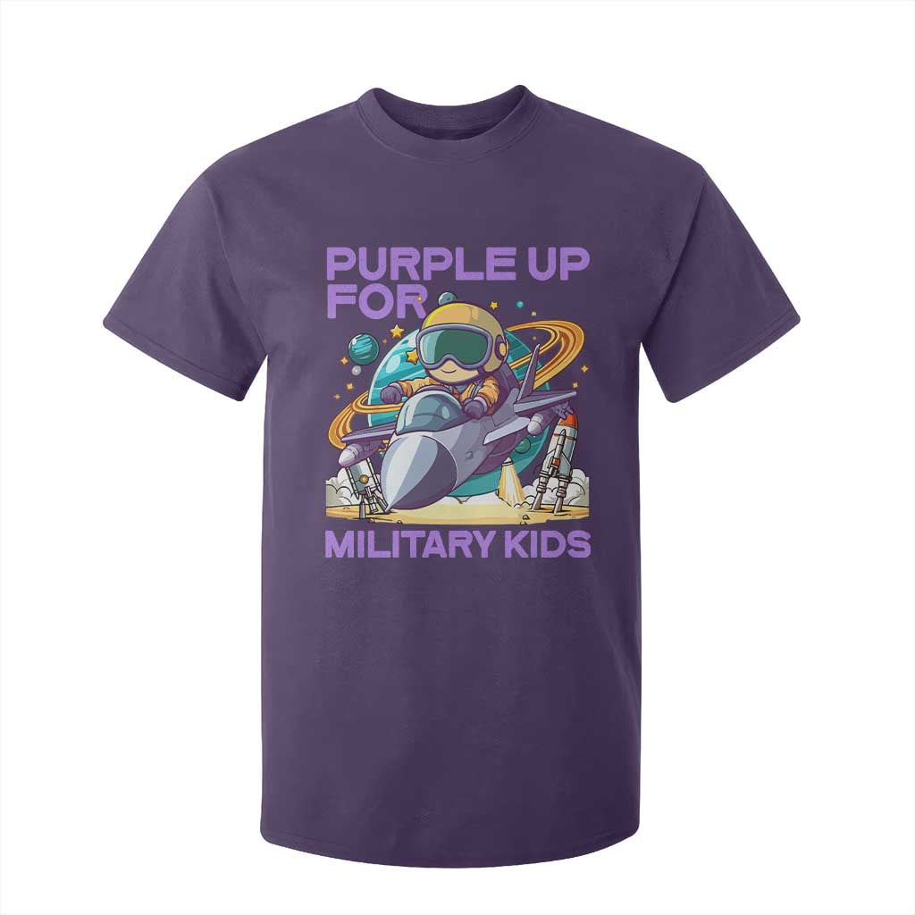 Purple Up For Military Kids T Shirt For Kid Military Child Month Astronaut Fights TS11 Purple Print Your Wear
