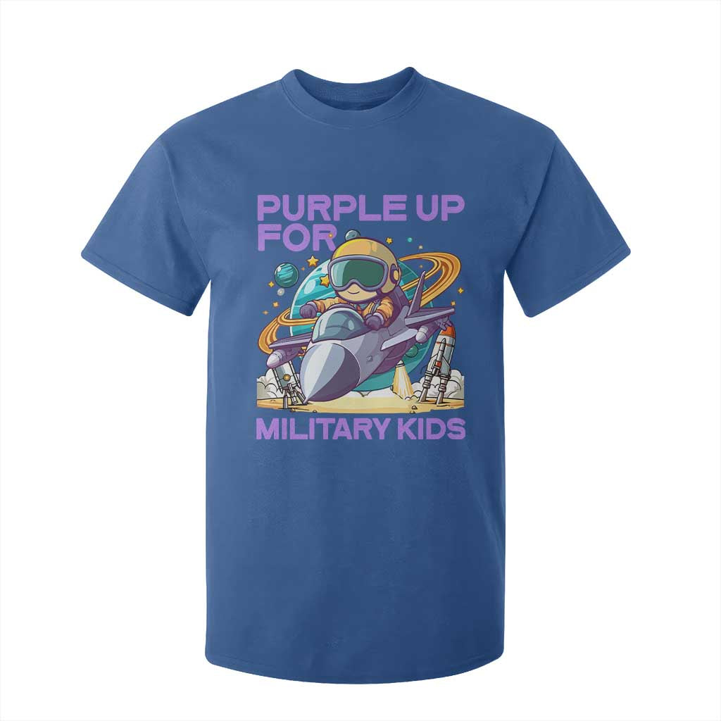 Purple Up For Military Kids T Shirt For Kid Military Child Month Astronaut Fights TS11 Royal Blue Print Your Wear