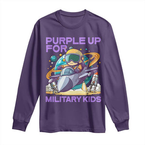 Purple Up For Military Kids Long Sleeve Shirt Military Child Month Astronaut Fights TS11 Purple Print Your Wear