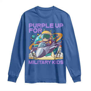 Purple Up For Military Kids Long Sleeve Shirt Military Child Month Astronaut Fights TS11 Royal Blue Print Your Wear