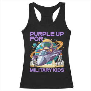Purple Up For Military Kids Racerback Tank Top Military Child Month Astronaut Fights TS11 Black Print Your Wear