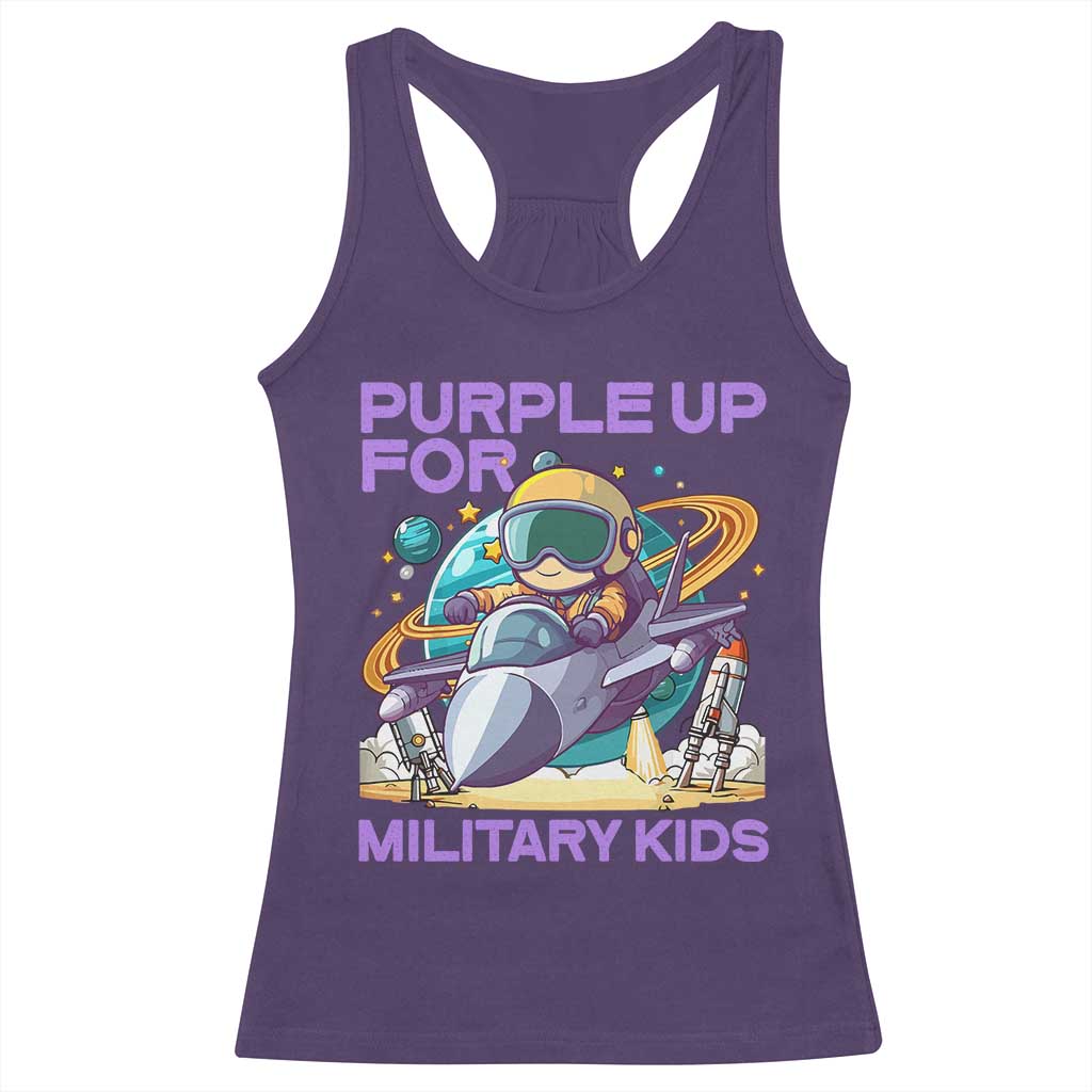 Purple Up For Military Kids Racerback Tank Top Military Child Month Astronaut Fights TS11 Purple Print Your Wear