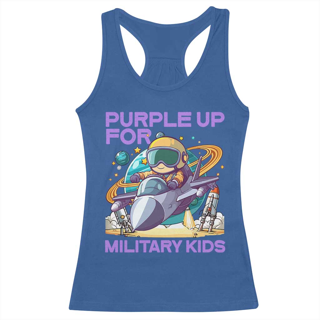 Purple Up For Military Kids Racerback Tank Top Military Child Month Astronaut Fights TS11 Royal Blue Print Your Wear