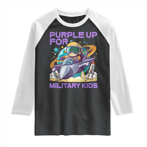 Purple Up For Military Kids Raglan Shirt Military Child Month Astronaut Fights TS11 Black White Print Your Wear