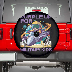 Purple Up For Military Kids Spare Tire Cover Military Child Month Astronaut Fights TS11 Black Print Your Wear