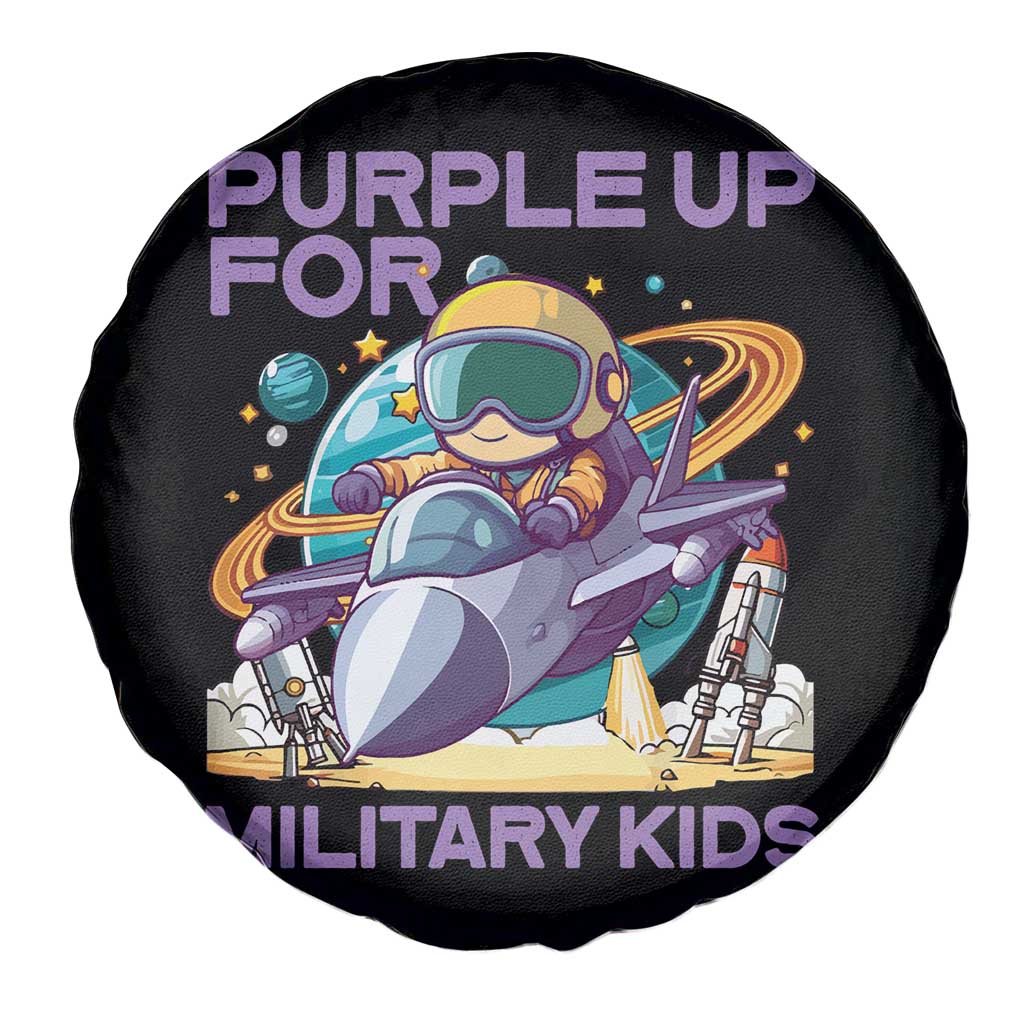 Purple Up For Military Kids Spare Tire Cover Military Child Month Astronaut Fights TS11 Print Your Wear