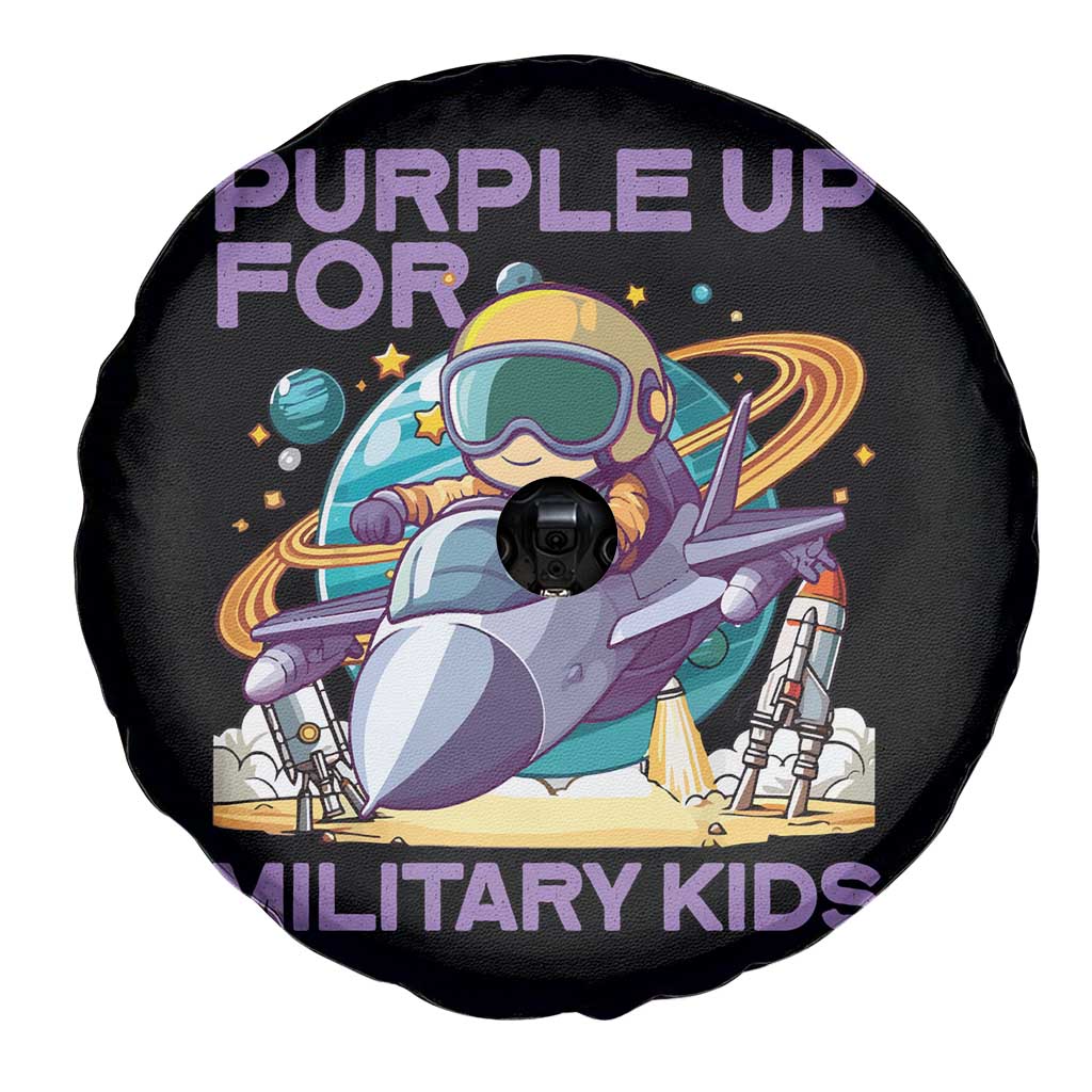 Purple Up For Military Kids Spare Tire Cover Military Child Month Astronaut Fights TS11 Print Your Wear
