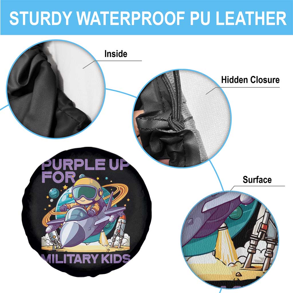 Purple Up For Military Kids Spare Tire Cover Military Child Month Astronaut Fights TS11 Print Your Wear