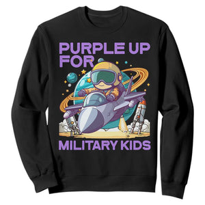 Purple Up For Military Kids Sweatshirt Military Child Month Astronaut Fights TS11 Black Print Your Wear