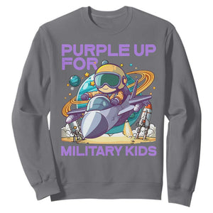 Purple Up For Military Kids Sweatshirt Military Child Month Astronaut Fights TS11 Charcoal Print Your Wear