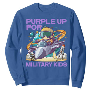 Purple Up For Military Kids Sweatshirt Military Child Month Astronaut Fights TS11 Royal Blue Print Your Wear