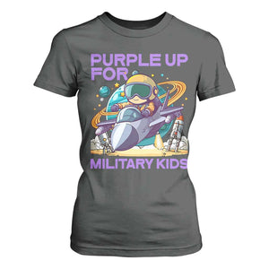 Purple Up For Military Kids T Shirt For Women Military Child Month Astronaut Fights TS11 Dark Heather Print Your Wear