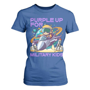 Purple Up For Military Kids T Shirt For Women Military Child Month Astronaut Fights TS11 Royal Blue Print Your Wear