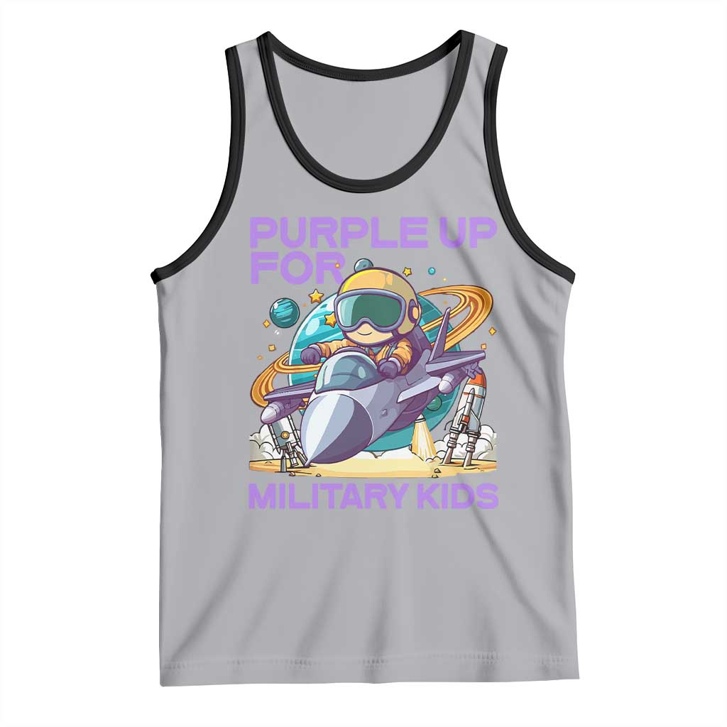 Purple Up For Military Kids Tank Top Military Child Month Astronaut Fights TS11 Athletic Heather Black Print Your Wear
