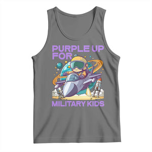 Purple Up For Military Kids Tank Top Military Child Month Astronaut Fights TS11 Black Heather Print Your Wear