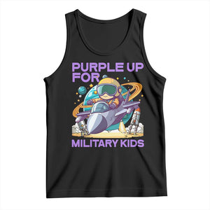 Purple Up For Military Kids Tank Top Military Child Month Astronaut Fights TS11 Black Print Your Wear