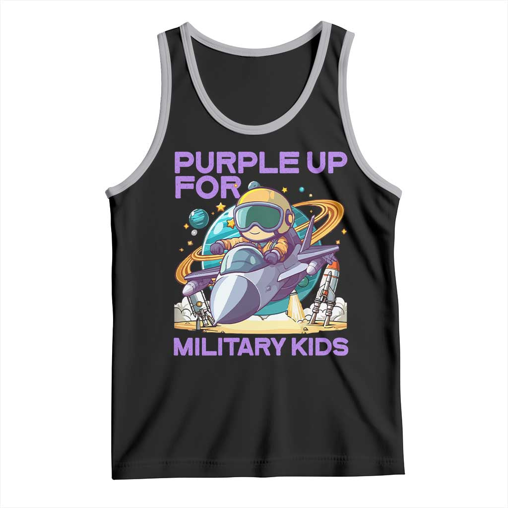 Purple Up For Military Kids Tank Top Military Child Month Astronaut Fights TS11 Black Athletic Heather Print Your Wear