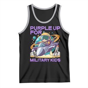 Purple Up For Military Kids Tank Top Military Child Month Astronaut Fights TS11 Black Athletic Heather Print Your Wear