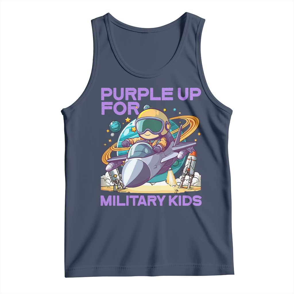 Purple Up For Military Kids Tank Top Military Child Month Astronaut Fights TS11 Navy Print Your Wear