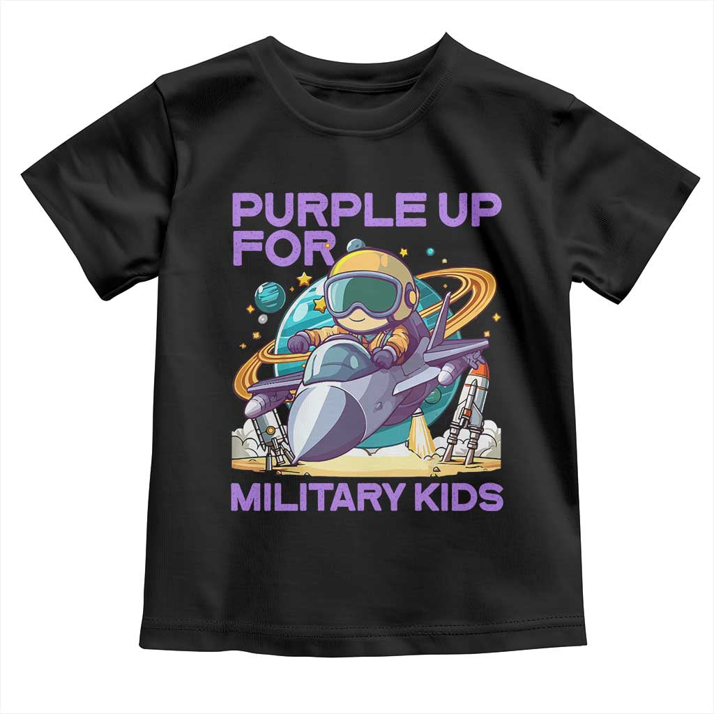 Purple Up For Military Kids Toddler T Shirt Military Child Month Astronaut Fights TS11 Black Print Your Wear