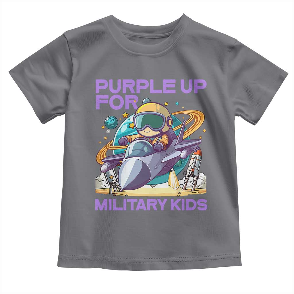Purple Up For Military Kids Toddler T Shirt Military Child Month Astronaut Fights TS11 Charcoal Print Your Wear