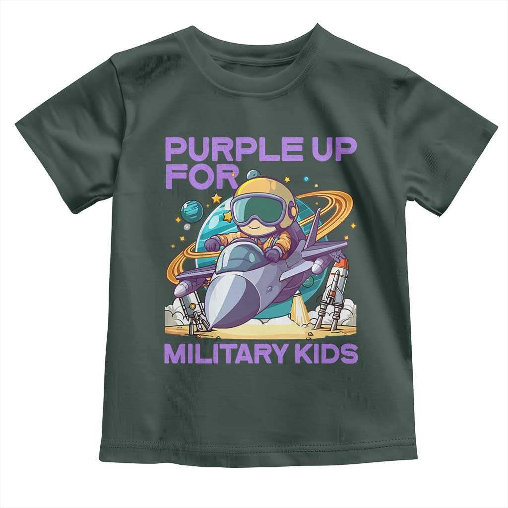 Purple Up For Military Kids Toddler T Shirt Military Child Month Astronaut Fights TS11 Dark Forest Green Print Your Wear