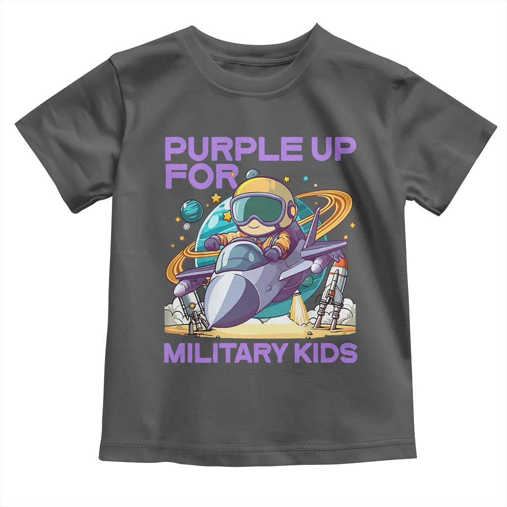 Purple Up For Military Kids Toddler T Shirt Military Child Month Astronaut Fights TS11 Dark Heather Print Your Wear