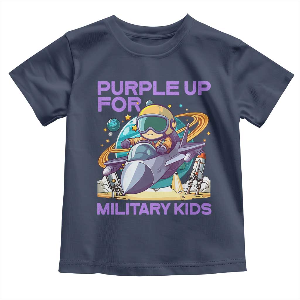Purple Up For Military Kids Toddler T Shirt Military Child Month Astronaut Fights TS11 Navy Print Your Wear