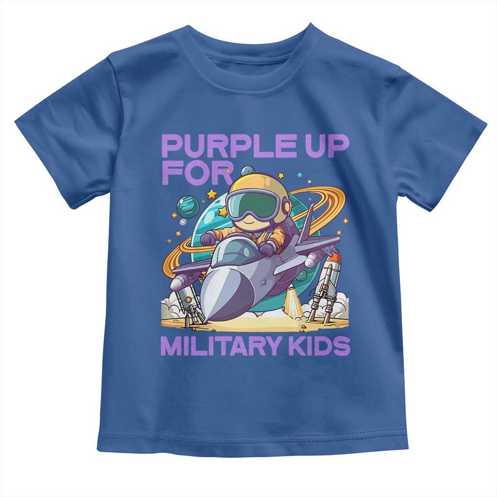 Purple Up For Military Kids Toddler T Shirt Military Child Month Astronaut Fights TS11 Royal Blue Print Your Wear