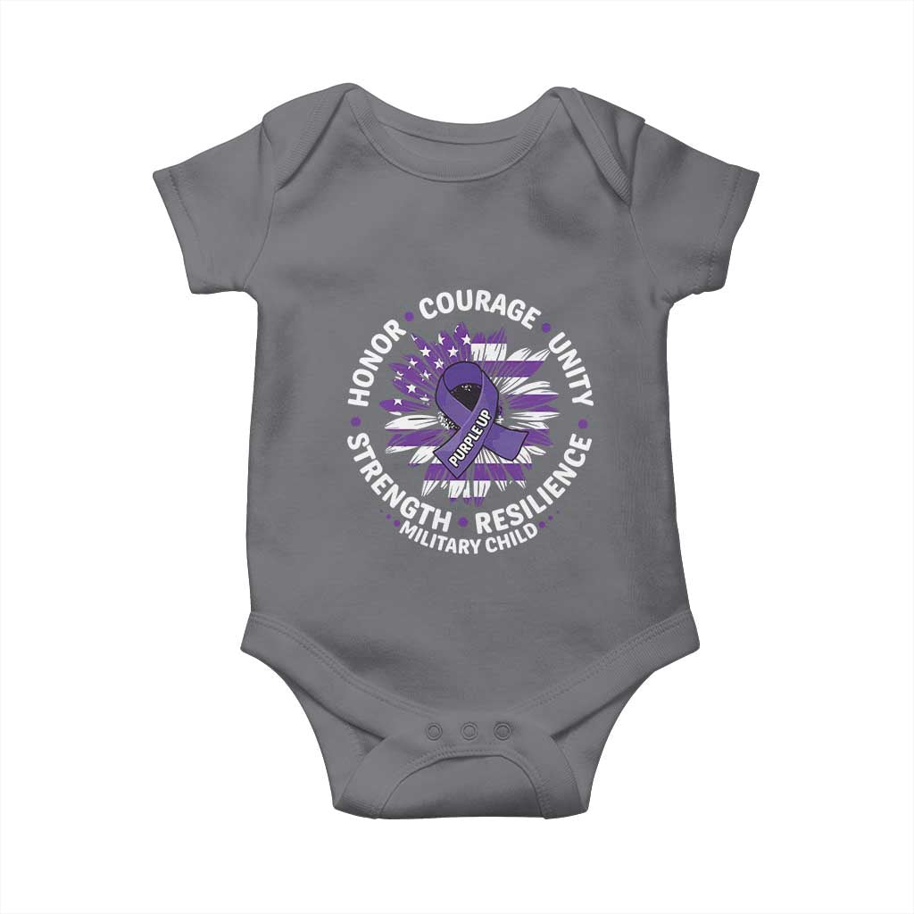 Military Child Month Baby Onesie Purple Up Military Child Honor Courage Unity Strength Resilience TS11 Charcoal Print Your Wear