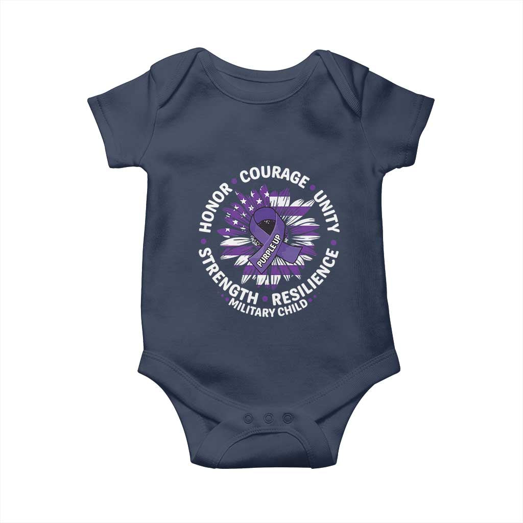 Military Child Month Baby Onesie Purple Up Military Child Honor Courage Unity Strength Resilience TS11 Navy Print Your Wear