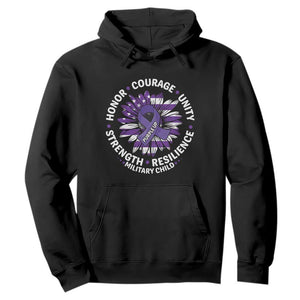 Military Child Month Hoodie Purple Up Military Child Honor Courage Unity Strength Resilience TS11 Black Print Your Wear