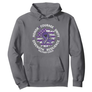 Military Child Month Hoodie Purple Up Military Child Honor Courage Unity Strength Resilience TS11 Charcoal Print Your Wear