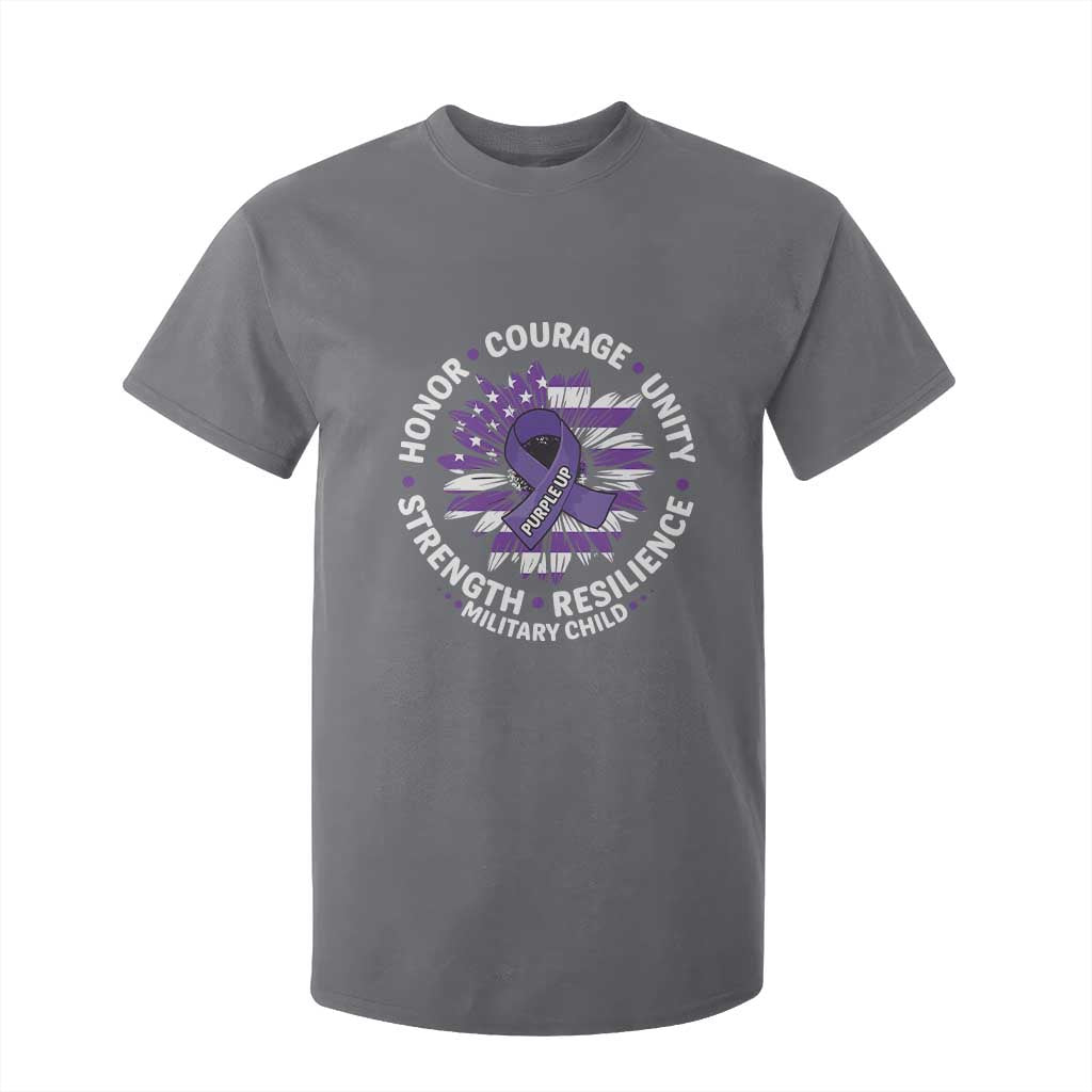 Military Child Month T Shirt For Kid Purple Up Military Child Honor Courage Unity Strength Resilience TS11 Charcoal Print Your Wear
