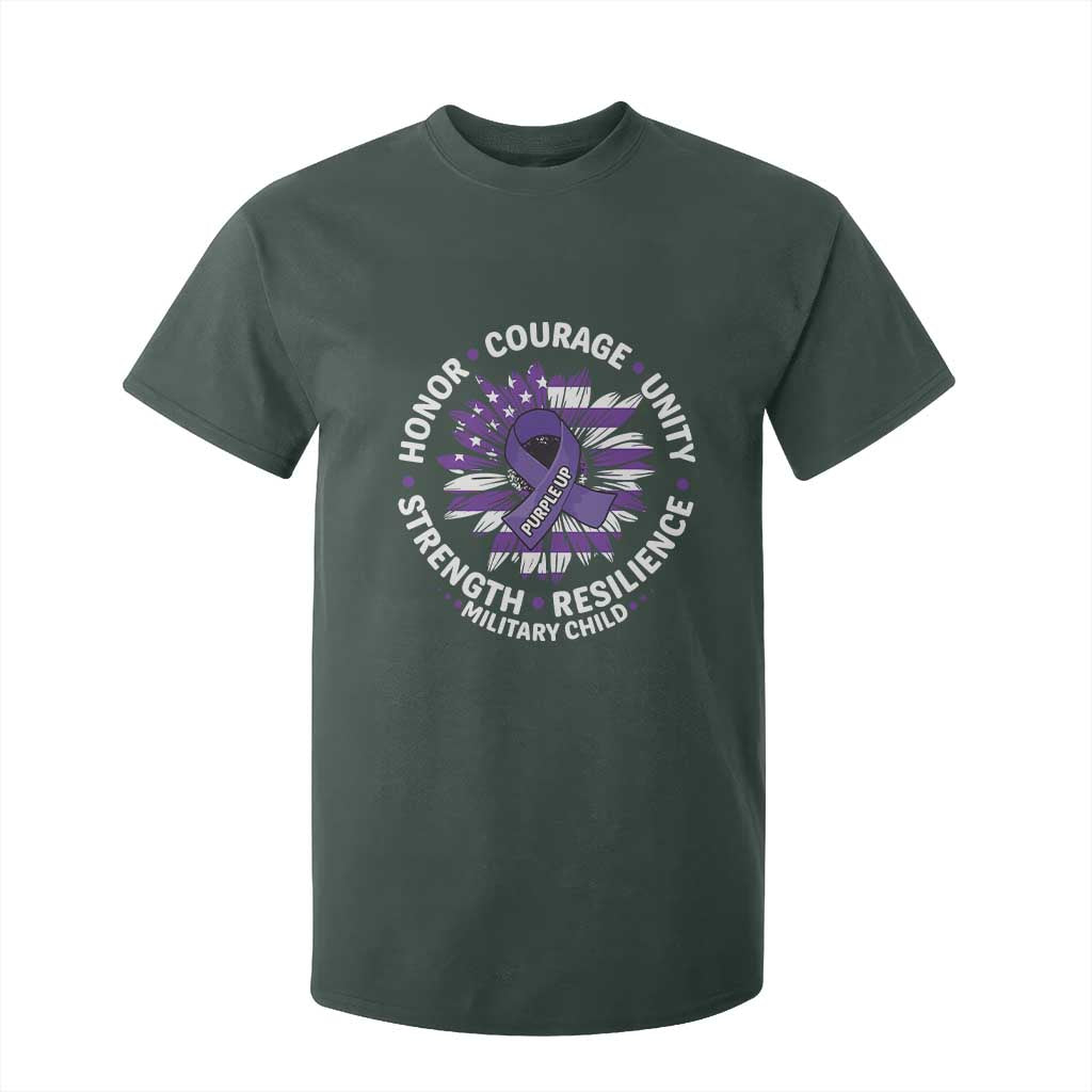 Military Child Month T Shirt For Kid Purple Up Military Child Honor Courage Unity Strength Resilience TS11 Dark Forest Green Print Your Wear