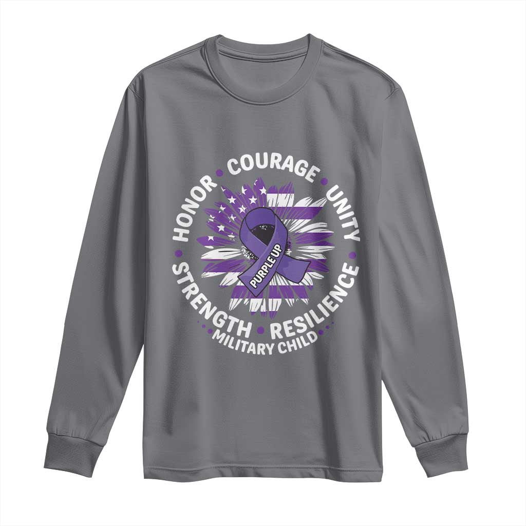 Military Child Month Long Sleeve Shirt Purple Up Military Child Honor Courage Unity Strength Resilience TS11 Charcoal Print Your Wear