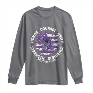 Military Child Month Long Sleeve Shirt Purple Up Military Child Honor Courage Unity Strength Resilience TS11 Charcoal Print Your Wear