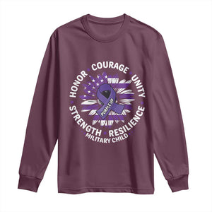 Military Child Month Long Sleeve Shirt Purple Up Military Child Honor Courage Unity Strength Resilience TS11 Maroon Print Your Wear
