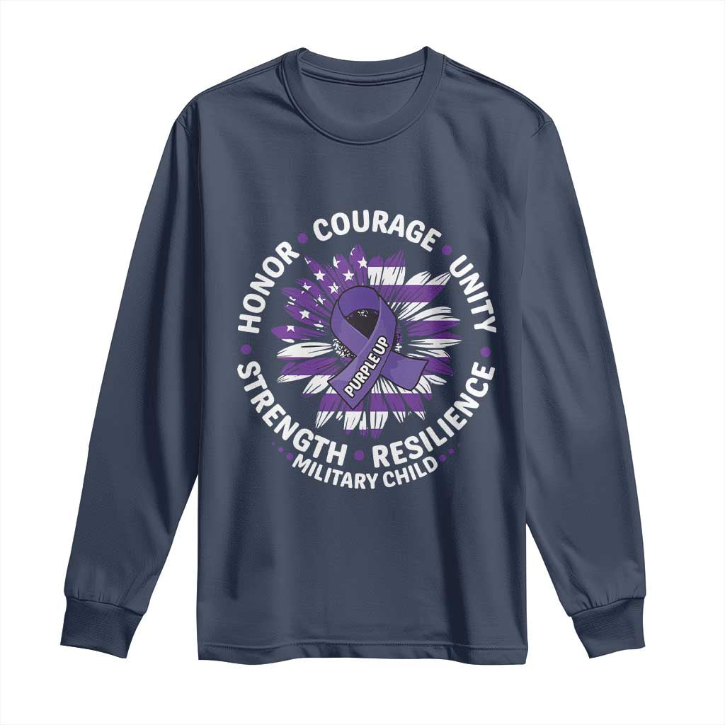 Military Child Month Long Sleeve Shirt Purple Up Military Child Honor Courage Unity Strength Resilience TS11 Navy Print Your Wear