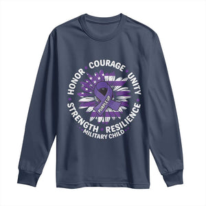 Military Child Month Long Sleeve Shirt Purple Up Military Child Honor Courage Unity Strength Resilience TS11 Navy Print Your Wear