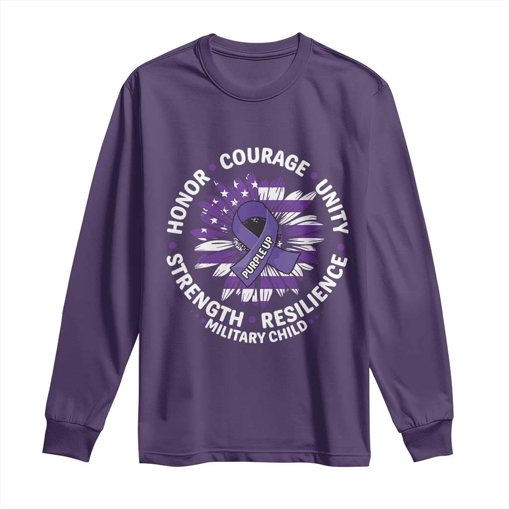 Military Child Month Long Sleeve Shirt Purple Up Military Child Honor Courage Unity Strength Resilience TS11 Purple Print Your Wear