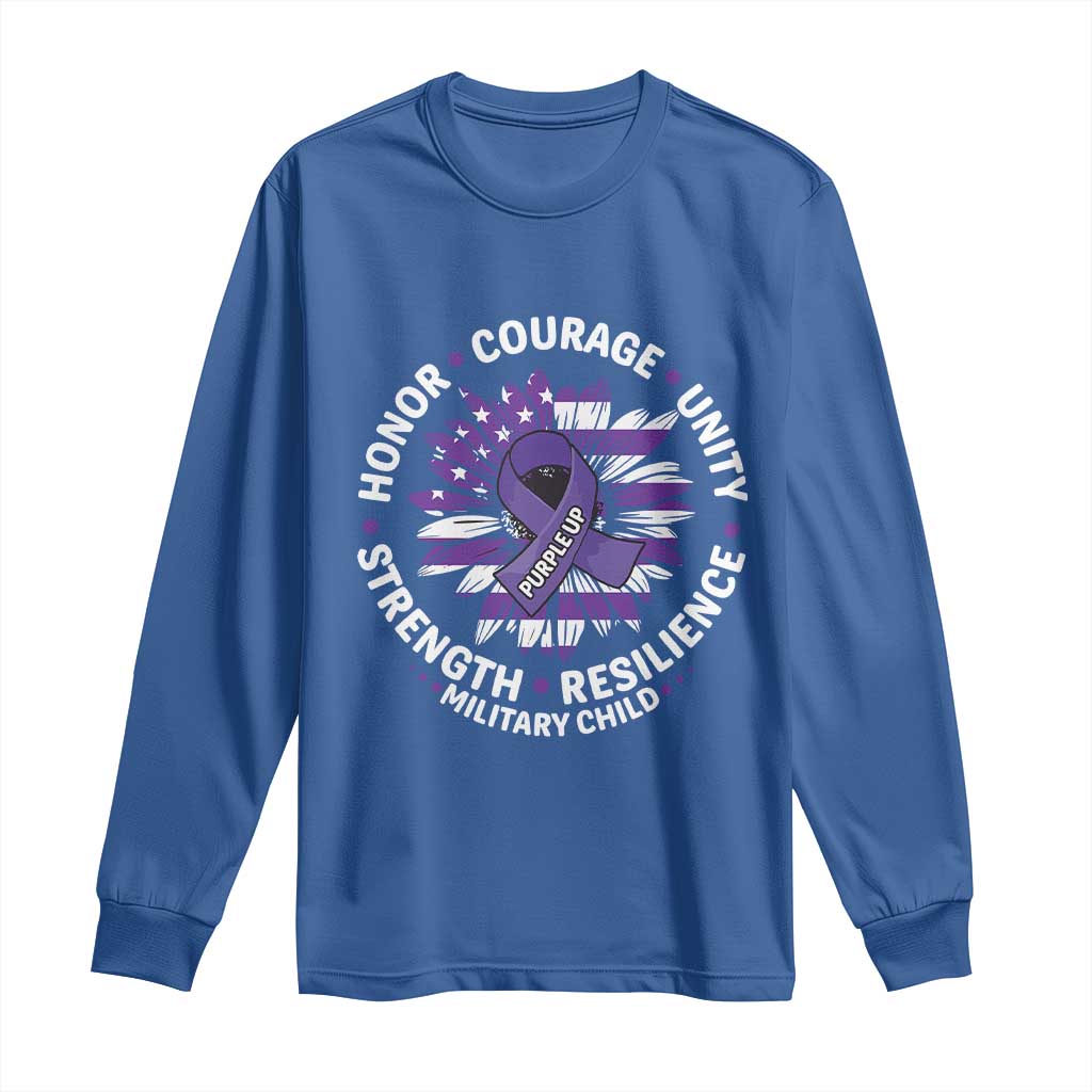 Military Child Month Long Sleeve Shirt Purple Up Military Child Honor Courage Unity Strength Resilience TS11 Royal Blue Print Your Wear