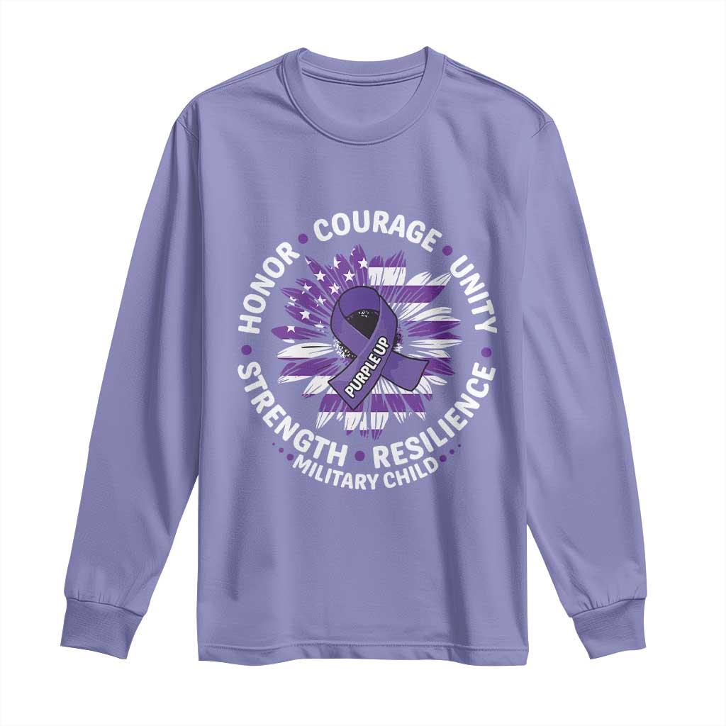 Military Child Month Long Sleeve Shirt Purple Up Military Child Honor Courage Unity Strength Resilience TS11 Violet Print Your Wear