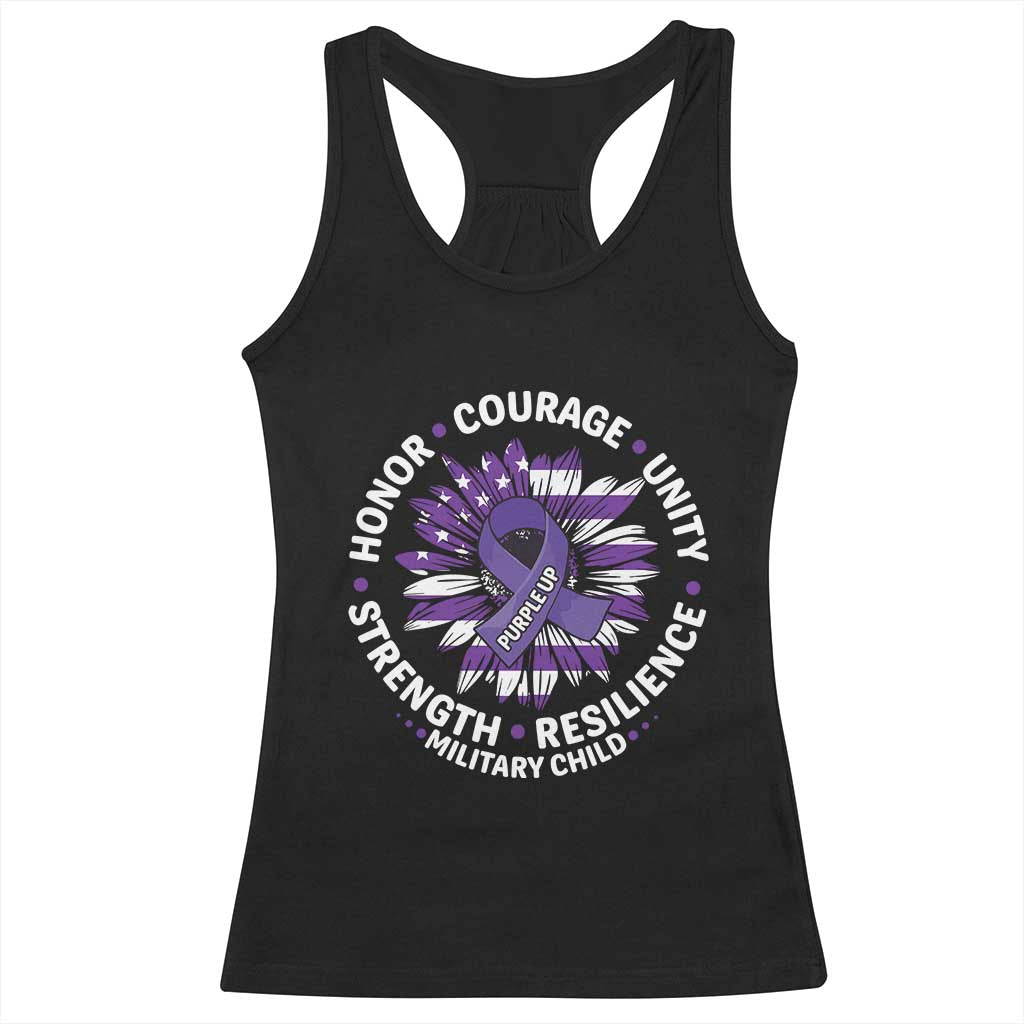 Military Child Month Racerback Tank Top Purple Up Military Child Honor Courage Unity Strength Resilience TS11 Black Print Your Wear